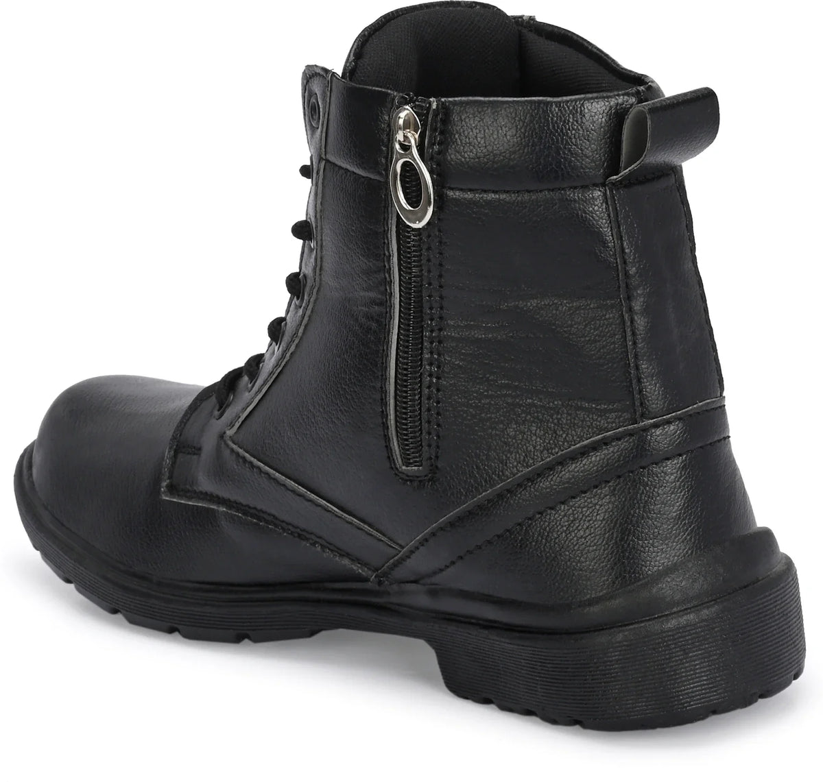Shoe Island Men's Brown Leatherette Zipper Bike Riding Hiking High Ankle Long Boots For Men Boots For Men (Black , 8)